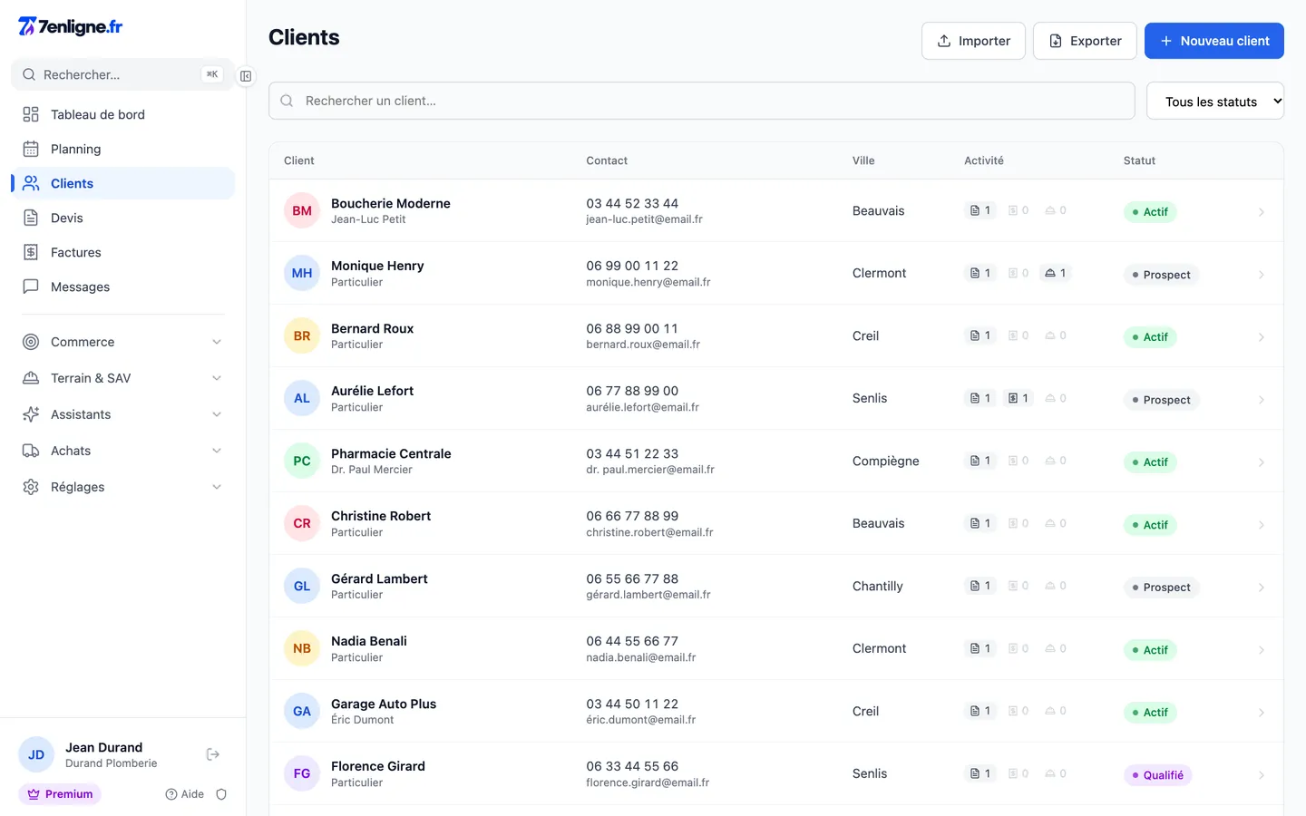 Liste des clients